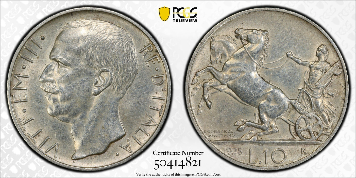 Italia - 1928 - 10 Liras - Certificada