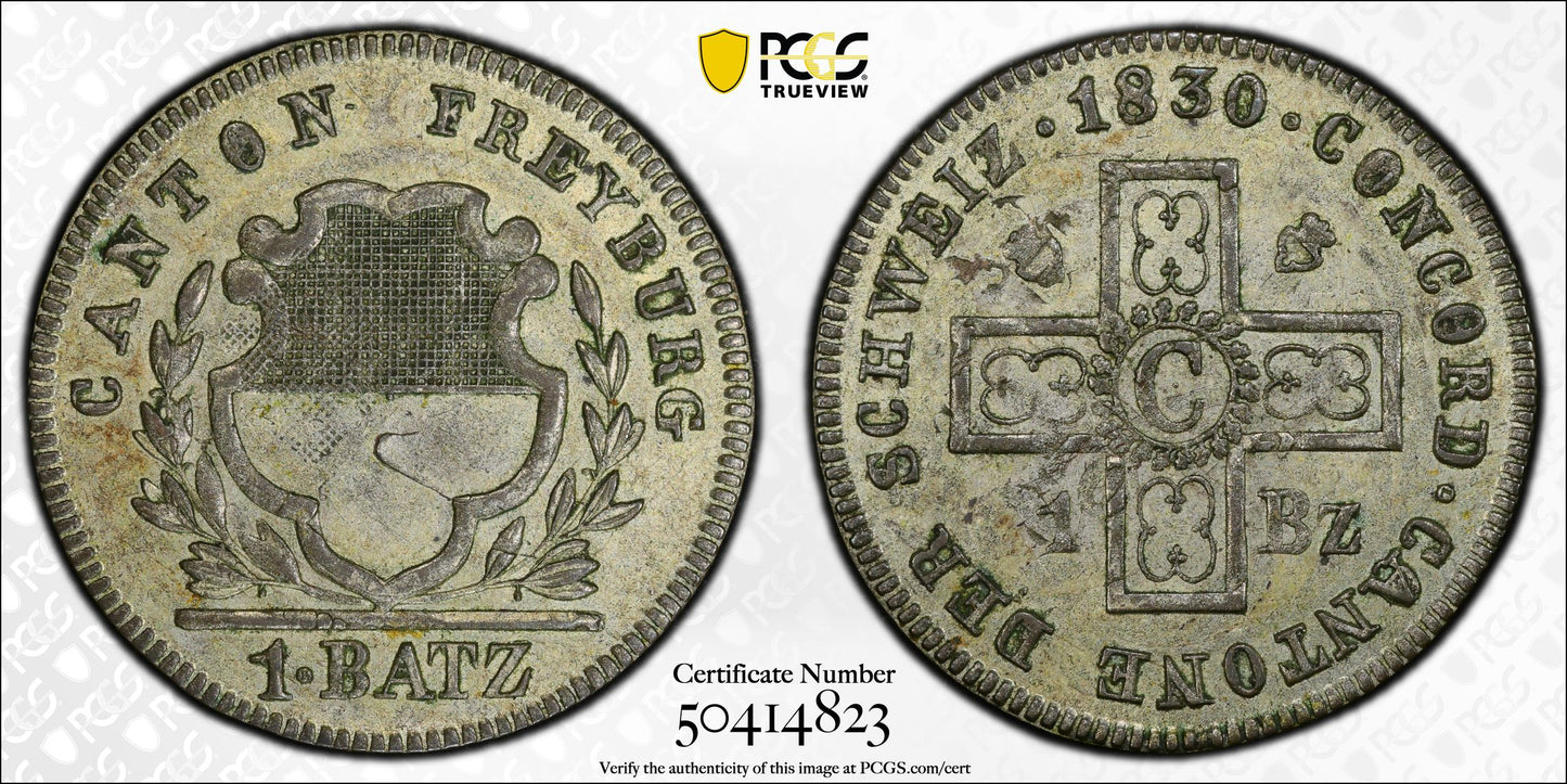 Suiza - 1830 - Friburgo - 1 Batzen - Certificada