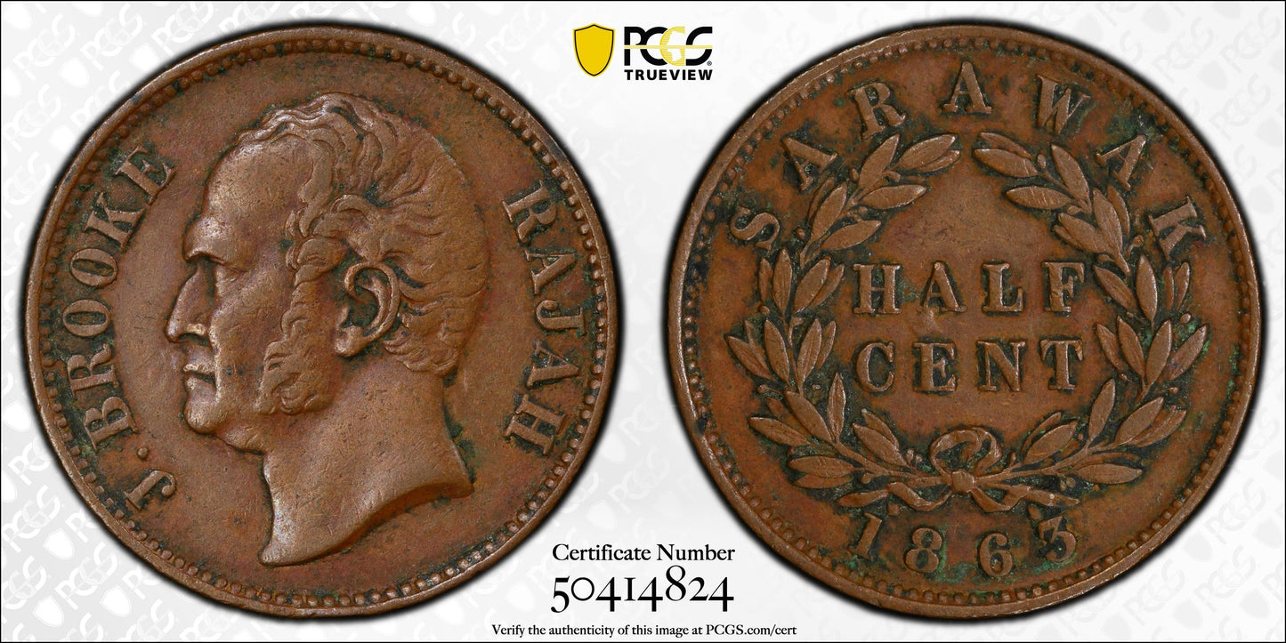 Sarawak - 1863 - 1/2 Cent - Certificada