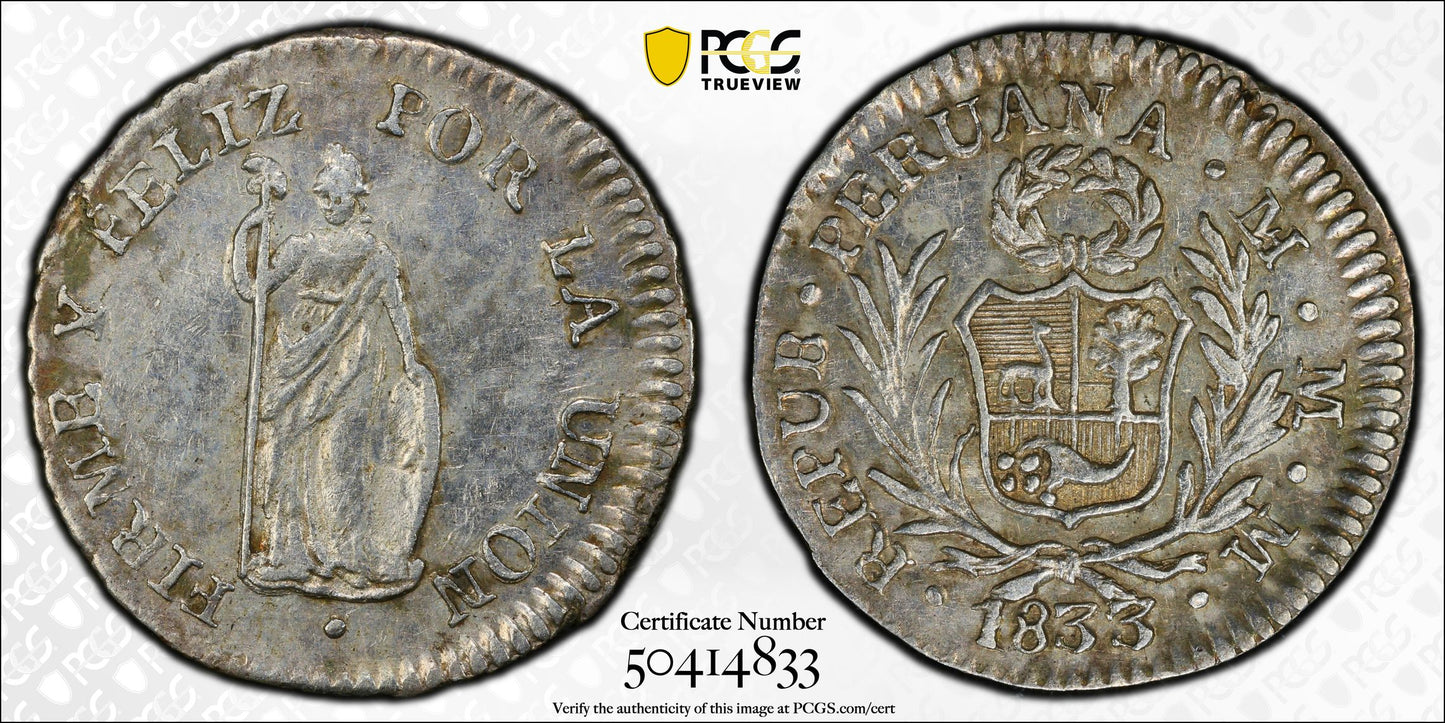 Perú - 1833 - 1/2 Real - Certificada