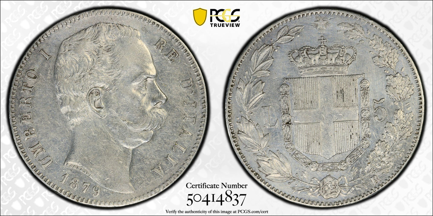 Italia - 1879 - 5 Liras - Certificada