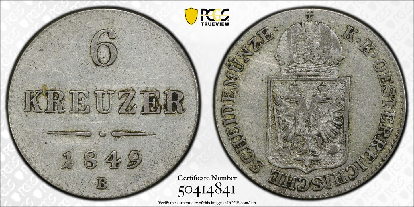 Austria - 1849 - 6 Kreuzer - Certificada