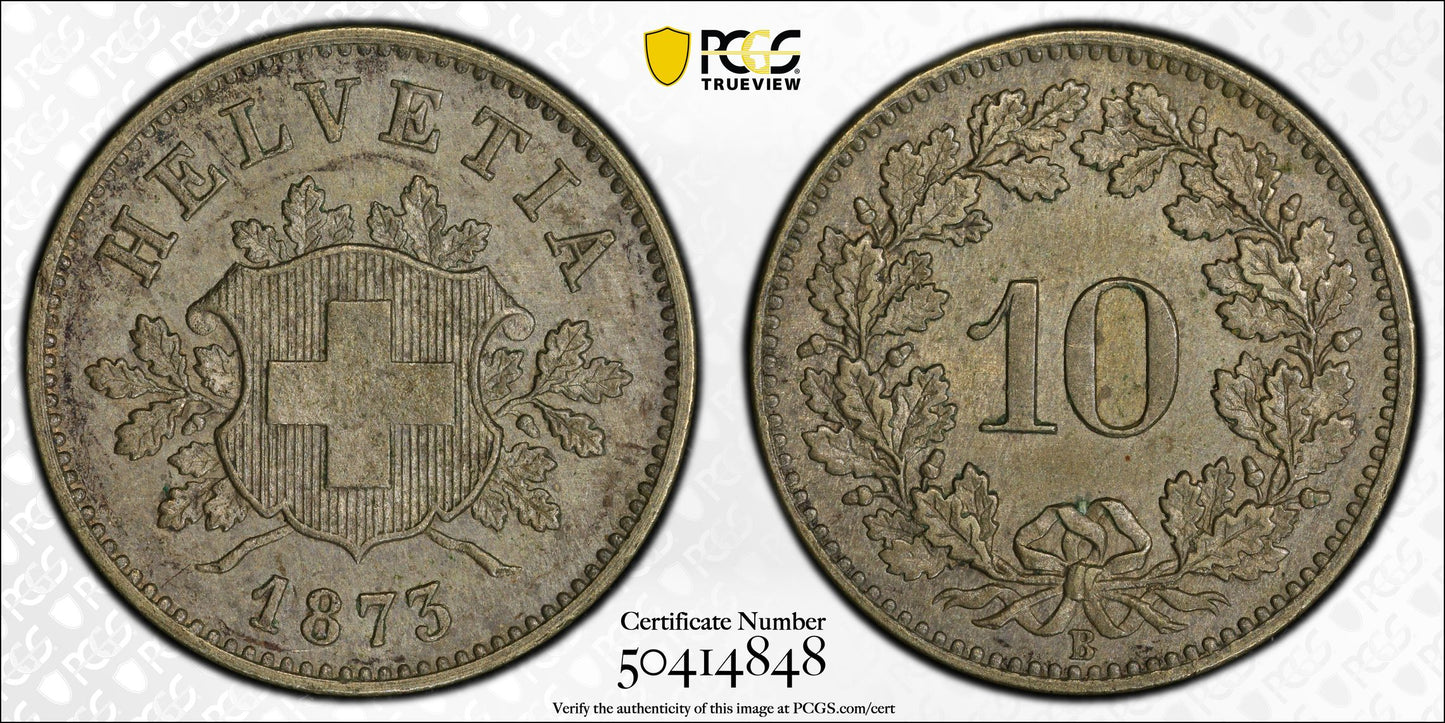 Suiza - 1873 - 10 Rappen - Certificada