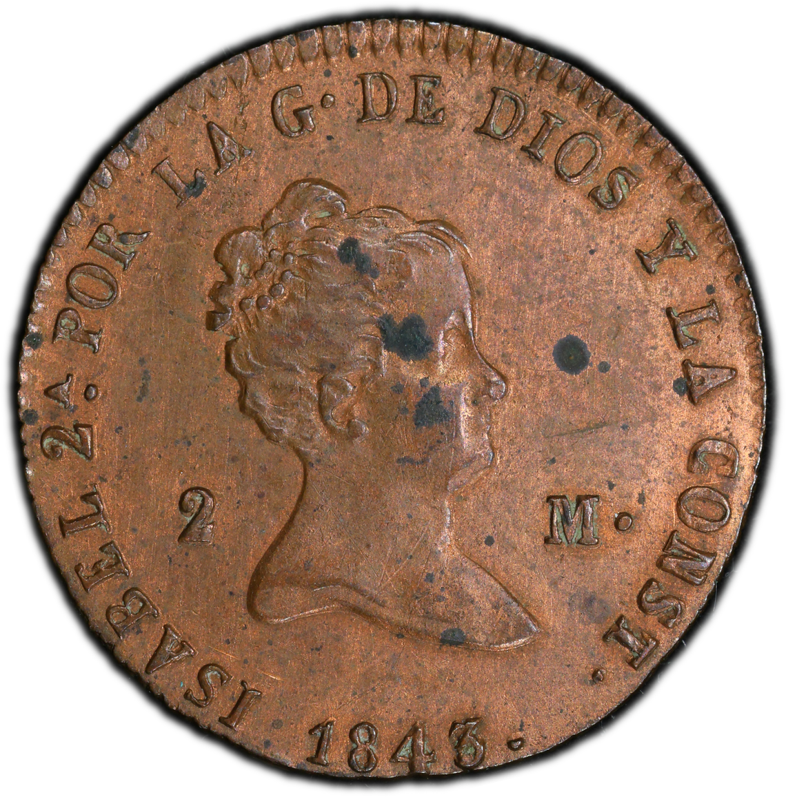España - 1843 - 2 Maravedis - Certificada