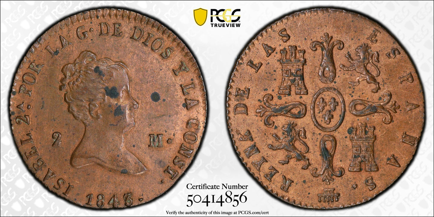 España - 1843 - 2 Maravedis - Certificada