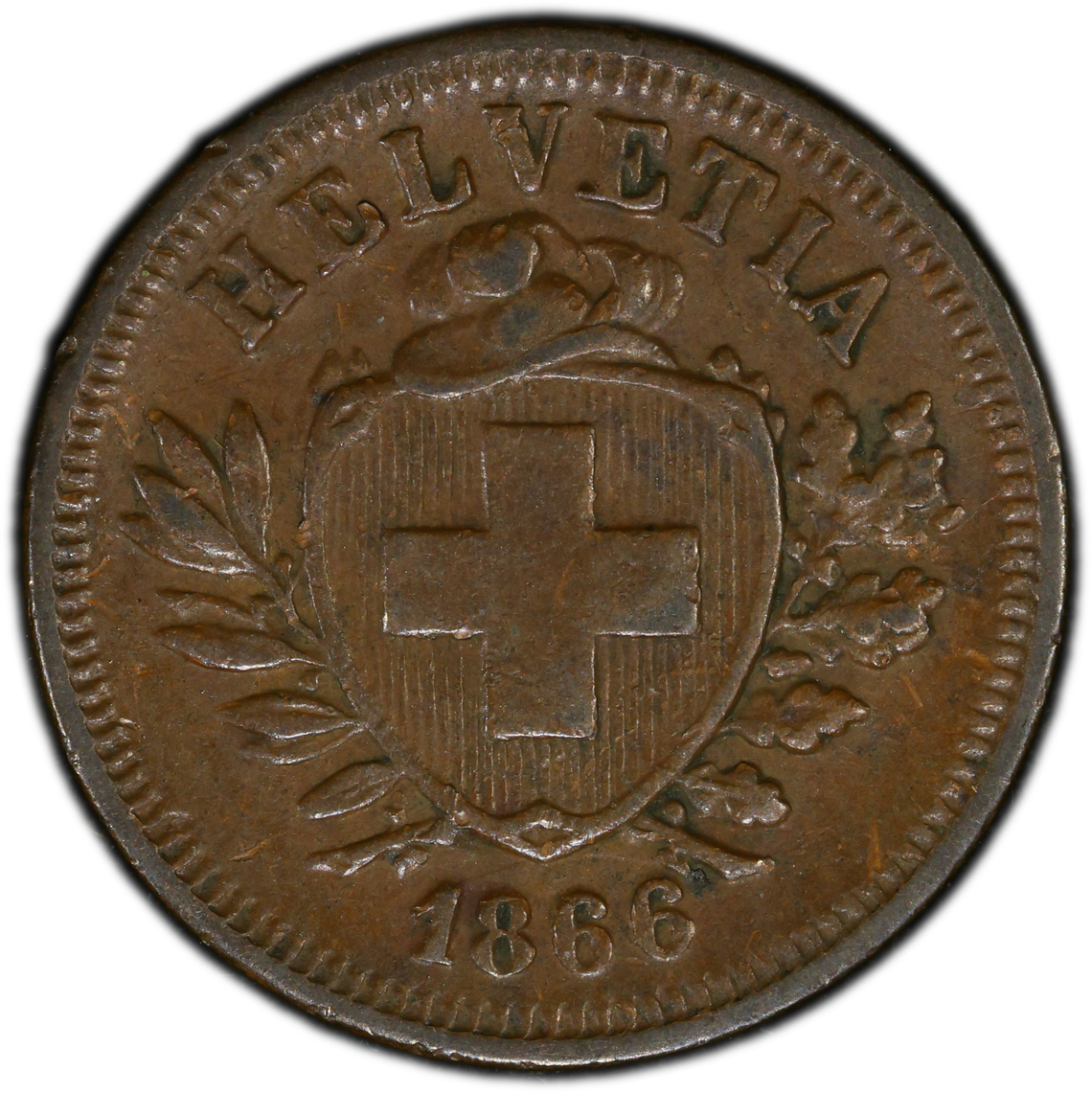 Suiza - 1866 - 1 Rappen - Certificada