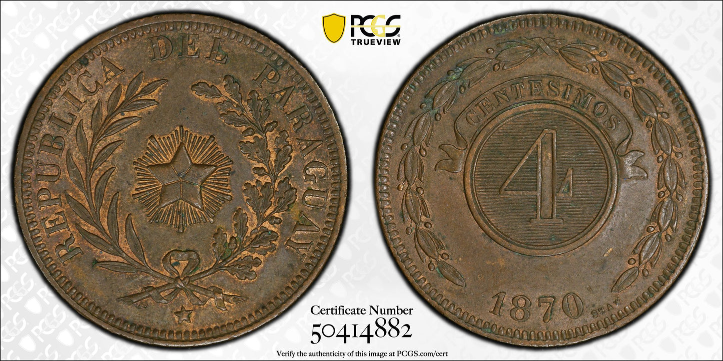 Paraguay - 1870 - 4 Centésimos - Certificada