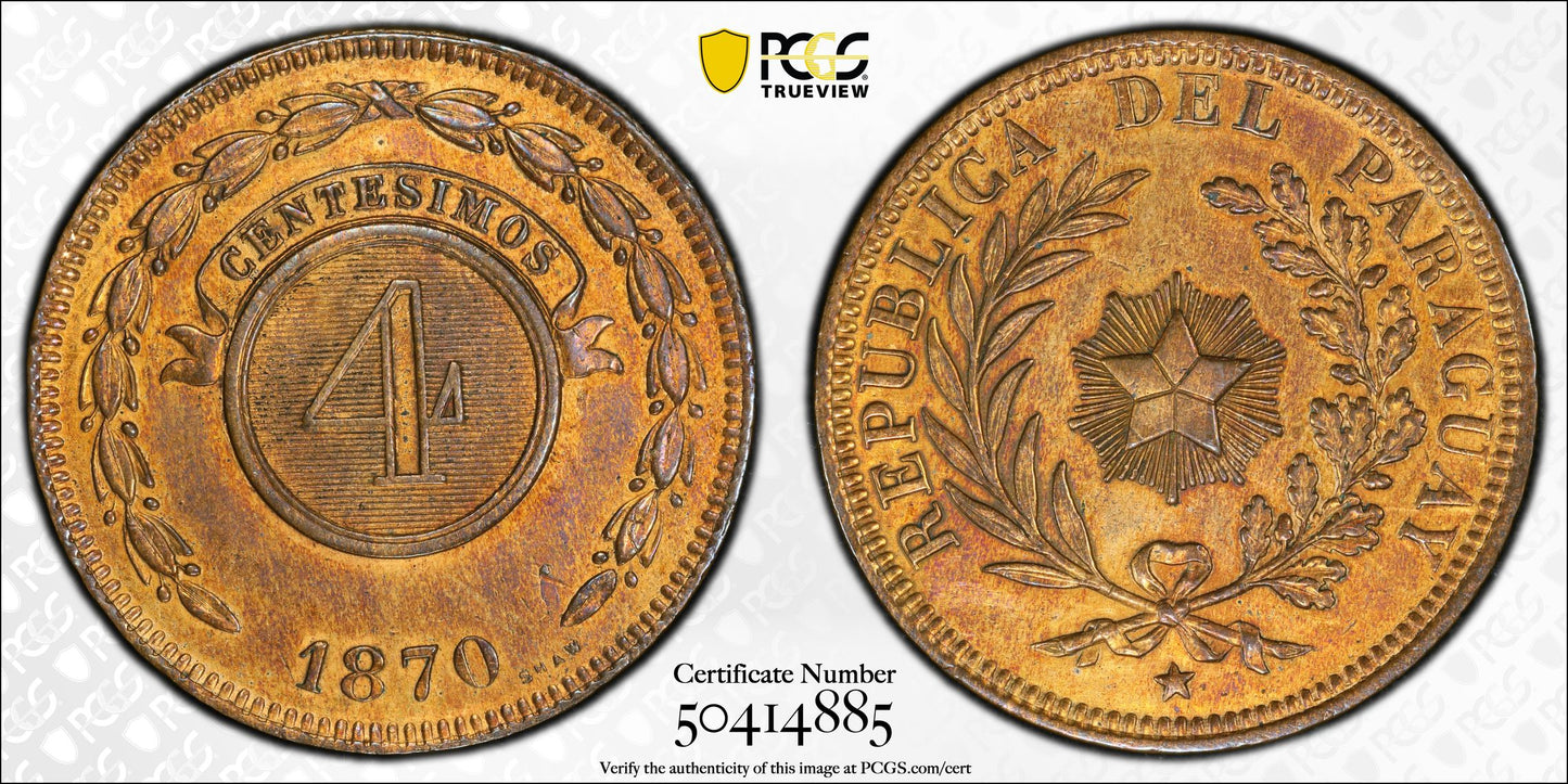 Paraguay - 1870 - 4 Centésimos - Certificada