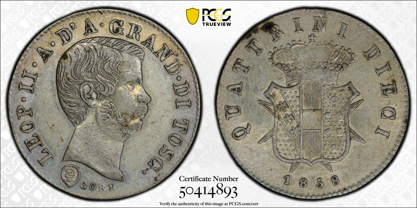 Italia - 1858 - Toscana - 10 Quattrini - Certificada