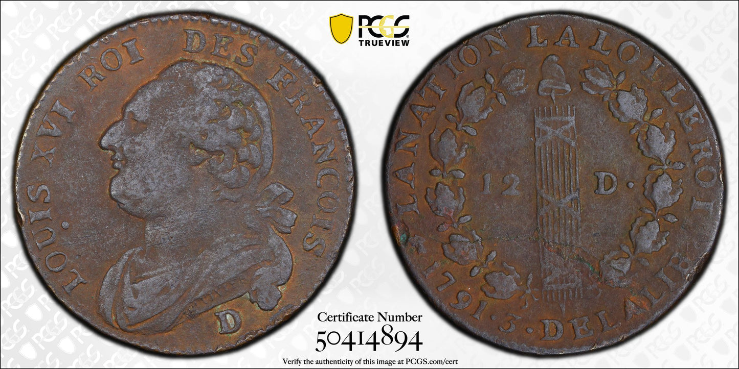 Francia - 1791 - 12 Deniers - Certificada