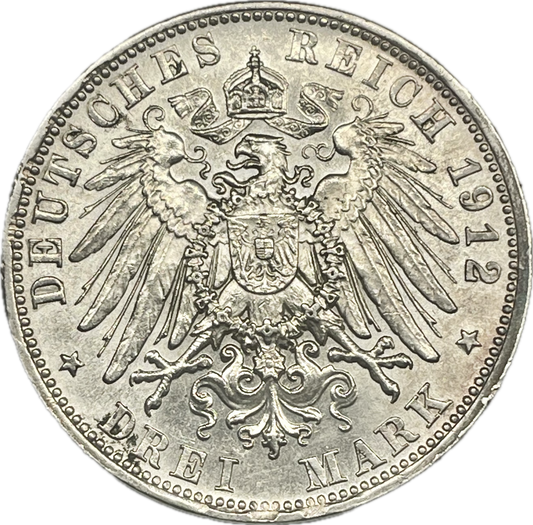 Alemania - 1912 - Bavaria - 3 Marcos - D - Sin Circular