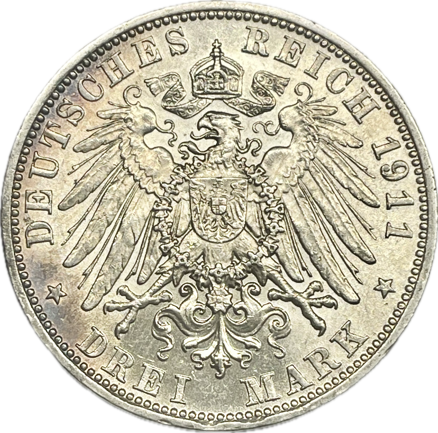 Alemania - 1911 - Bavaria - 3 Marcos - D - Sin Circular
