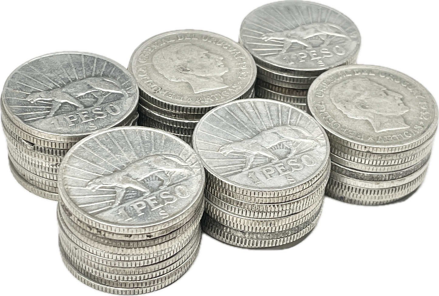 ½ Kilo de Monedas de Plata - Uruguay - 1942 - 1 Peso