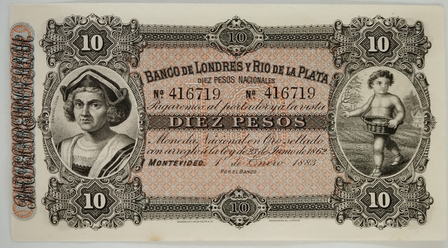 Uruguay - 1883 - 10 Pesos - Banco de Londres y Rio de la Plata