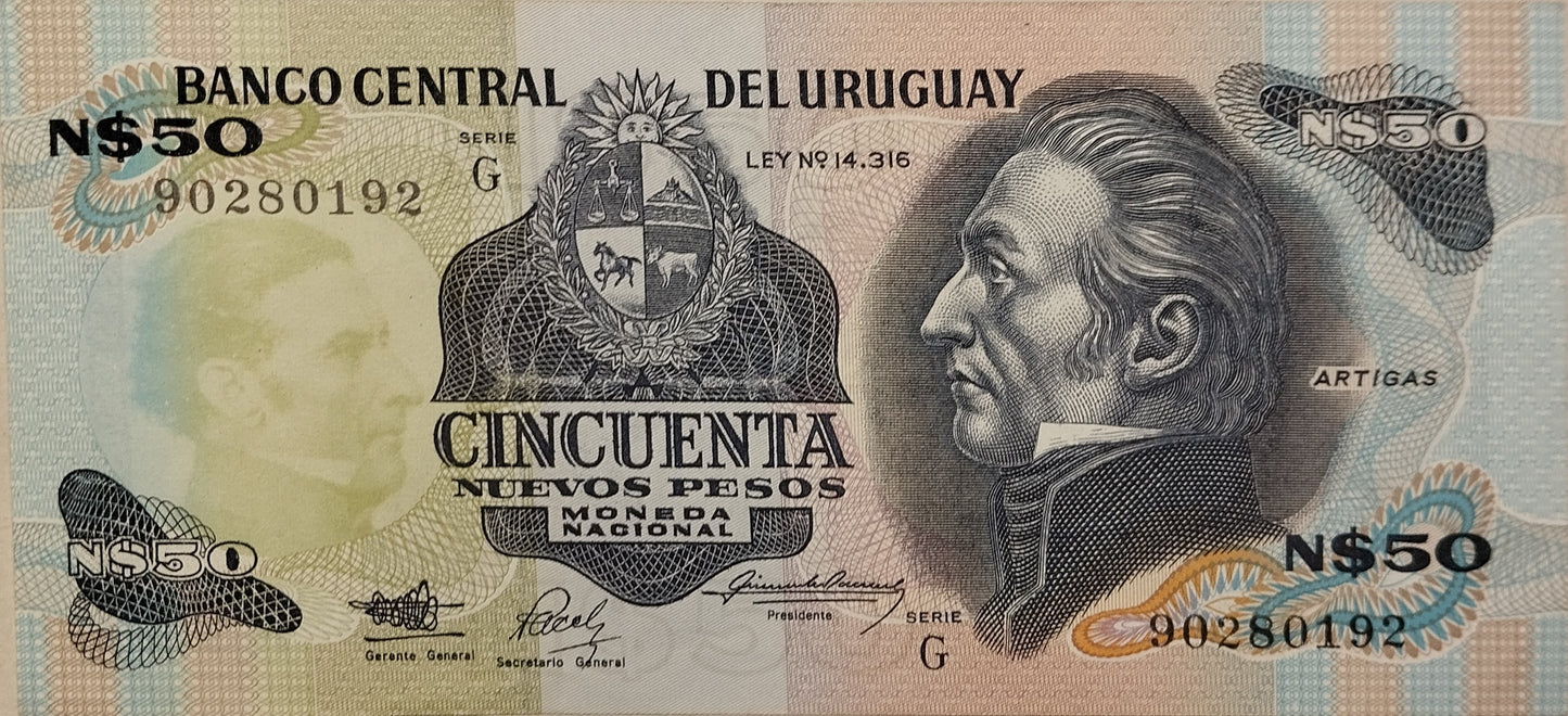 Uruguay - 1989 - N$50 - Serie G Reposición
