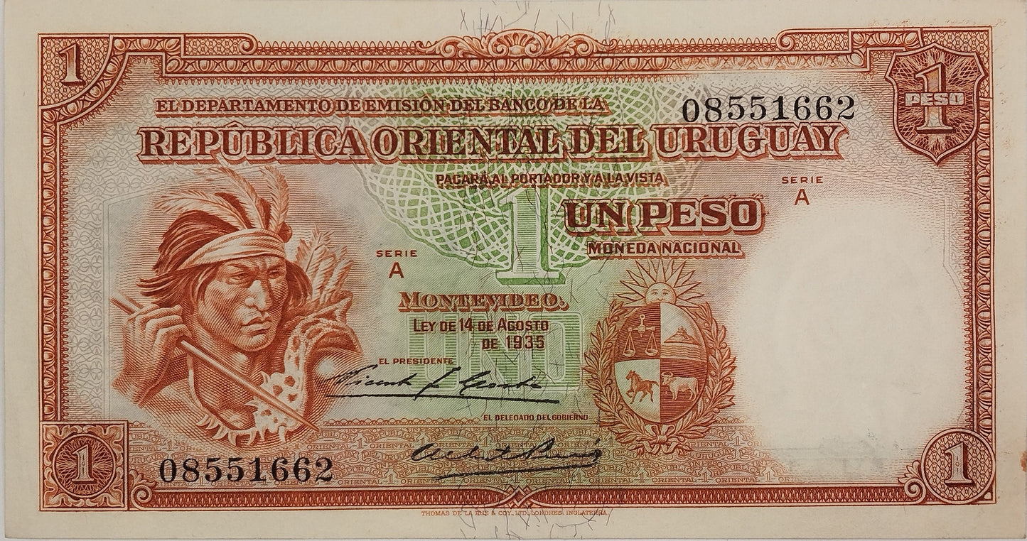 Uruguay - 1935 - 1 Peso - Banco de la República Oriental del Uruguay - 9.III.6 - Sin Circular