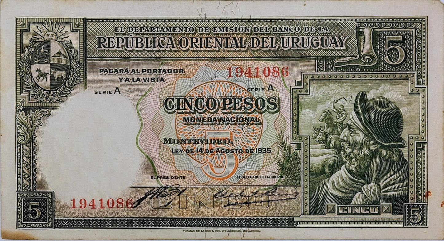Uruguay - 1935 - 5 Pesos - 9.IV.1