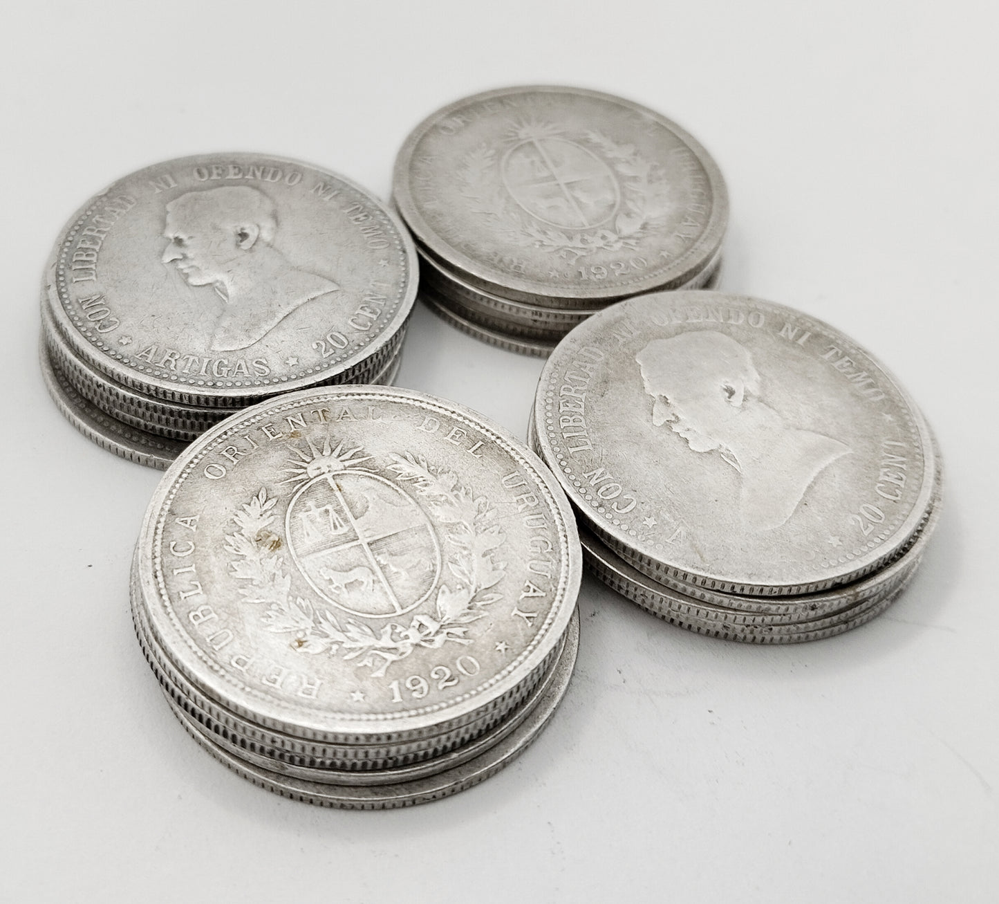 Uruguay - Lote de 20 Monedas de Plata - 1920 - 20 Cents