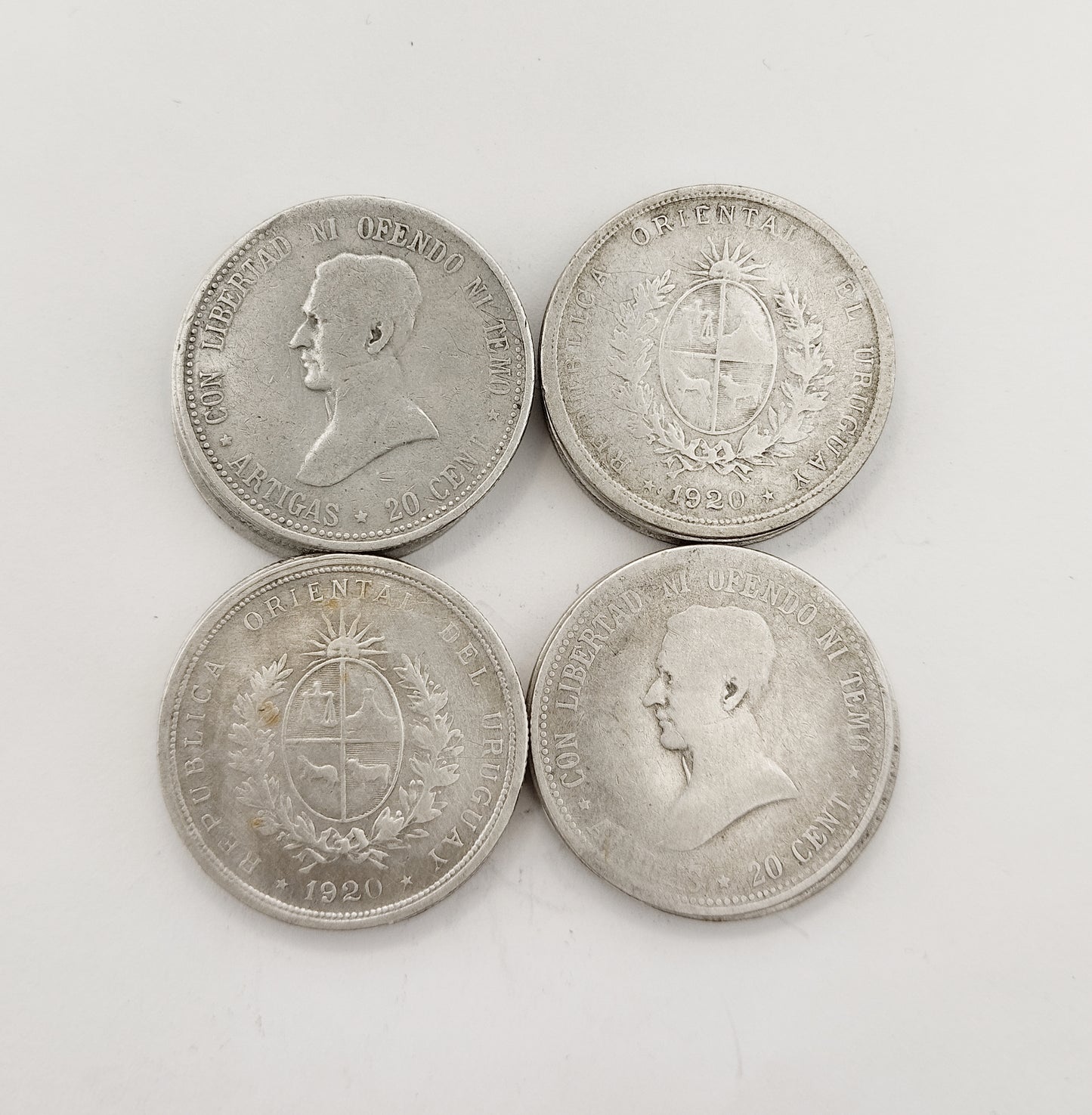 Uruguay - Lote de 20 Monedas de Plata - 1920 - 20 Cents