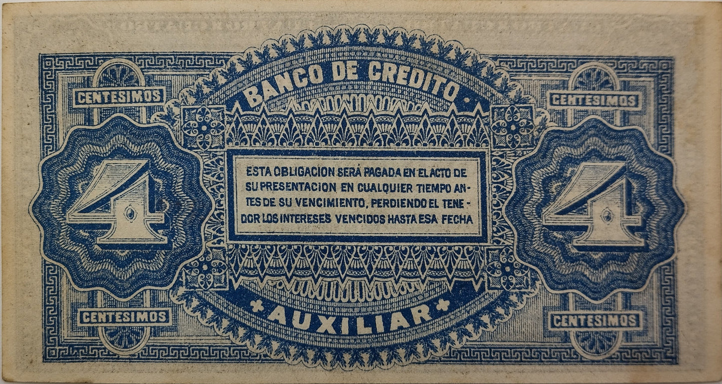 Uruguay - 1887 - 4 Centésimos - Banco de Crédito Auxiliar
