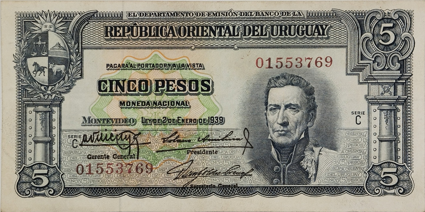 Uruguay - 1939 - 5 Pesos - 10.IV.24 - Sin Circular