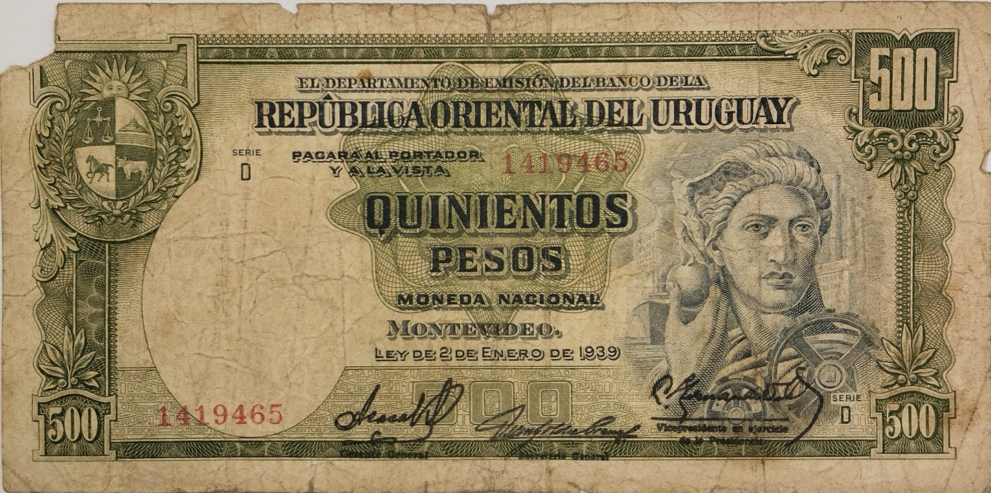 Uruguay - 1939 - 500 Pesos - 10.VIII.15