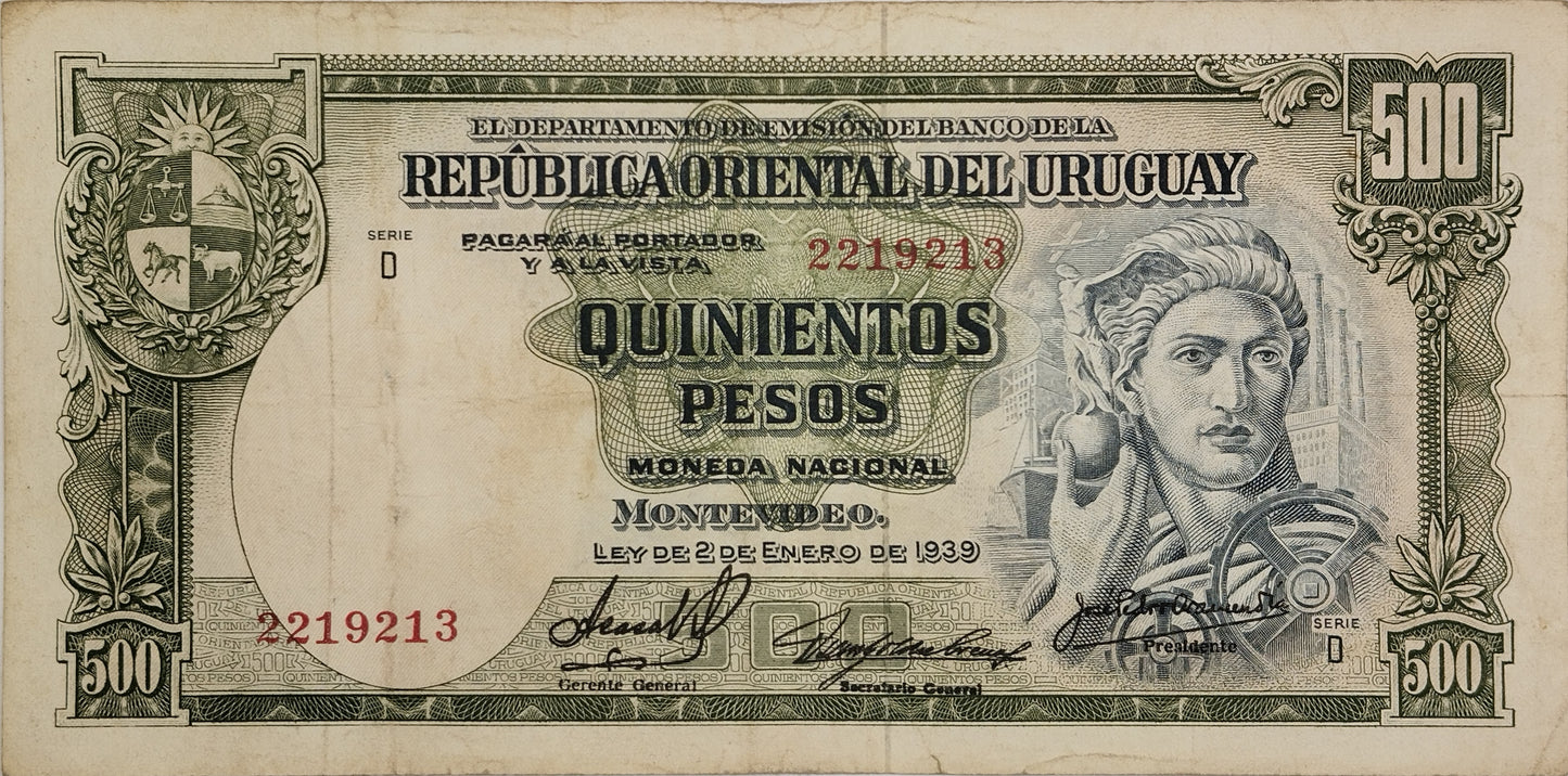 Uruguay - 1939 - 500 Pesos - 10.VIII.17