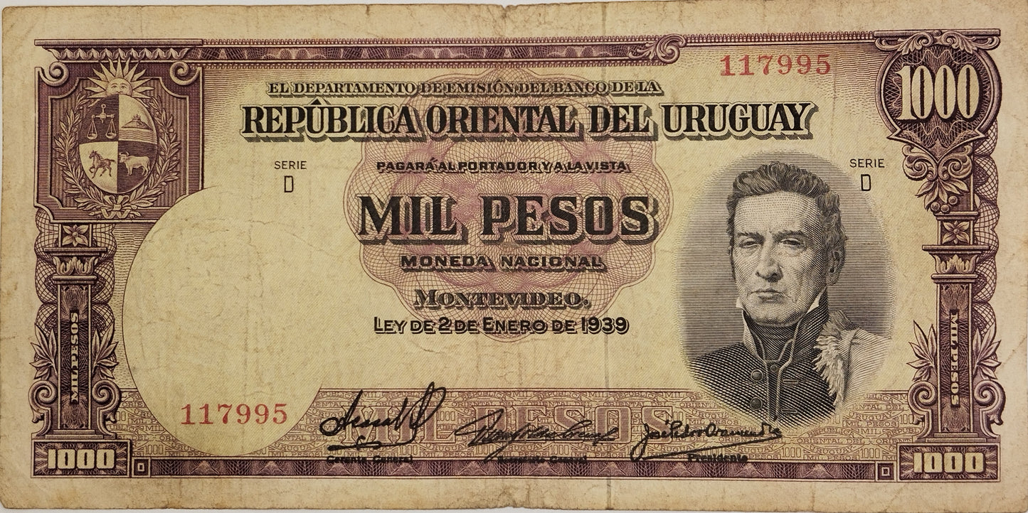 Uruguay - 1939 - 1000 Pesos - 4.IX.12