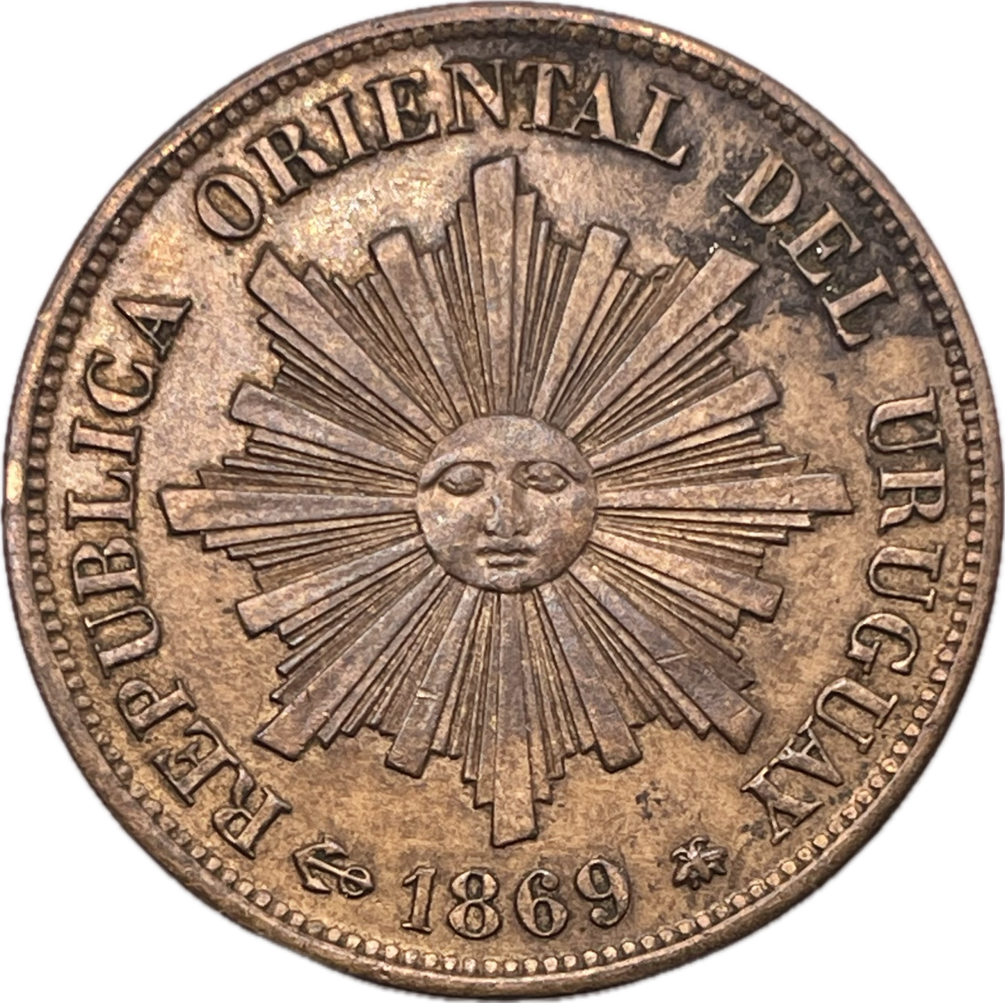Uruguay - 1869 - 1 Centêsimo - Variante Perlas