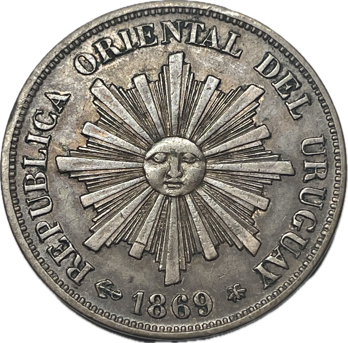 Uruguay - 1869 - 1 Centésimos - Variante de Perlas