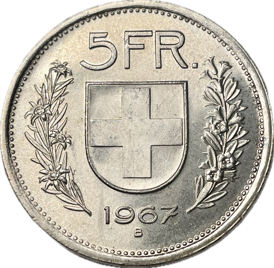 Suiza - 1967 - 5 Francos - Sin Circular