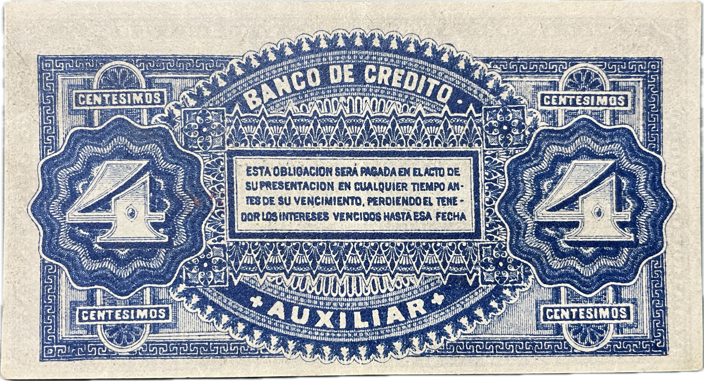 Uruguay - 1887 - 4 Centésimos - Banco de Crédito Auxiliar