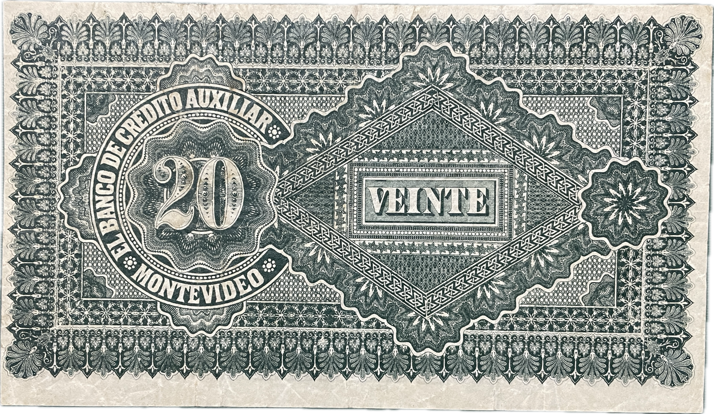 Uruguay - 1887 - 20 Pesos - Banco de Credito Auxiliar - Sin Circular