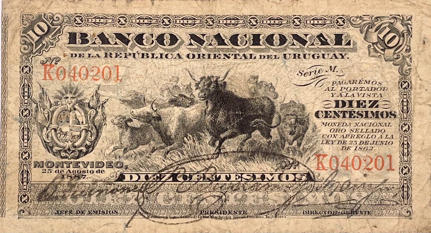 Uruguay - 1887 - 10 Centésimos - Banco Nacional