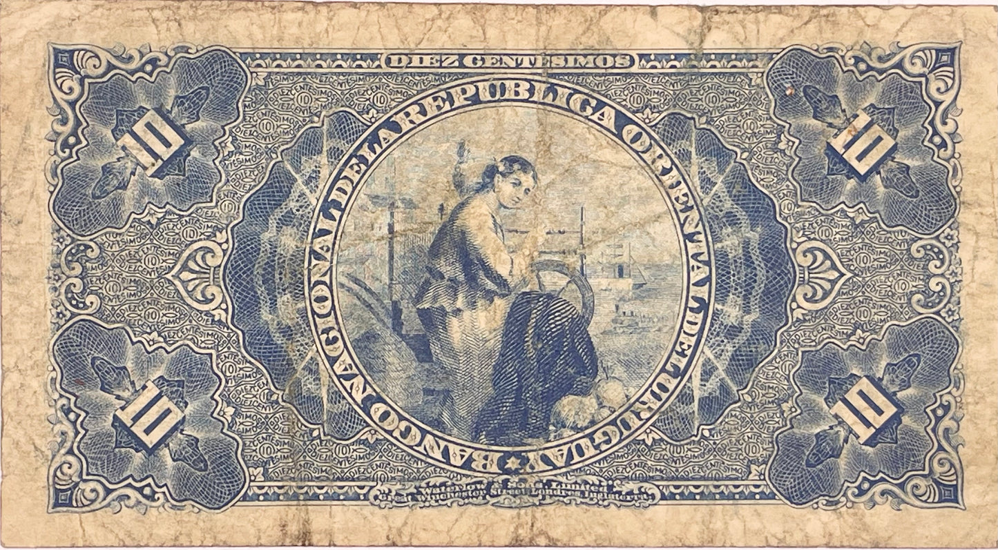 Uruguay - 1887 - 10 Centésimos - Banco Nacional