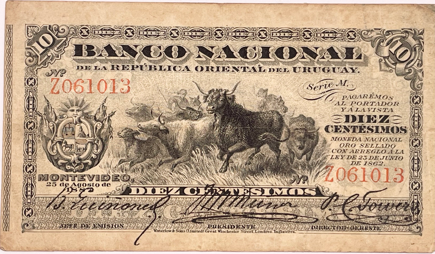 Uruguay - 1887 - 10 Centésimos - Banco Nacional
