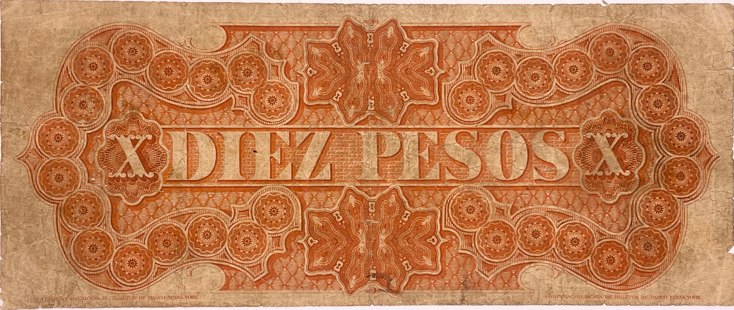 Uruguay - 1867 - 10 Pesos - Banco Oriental - Serie B - Dos Firmas