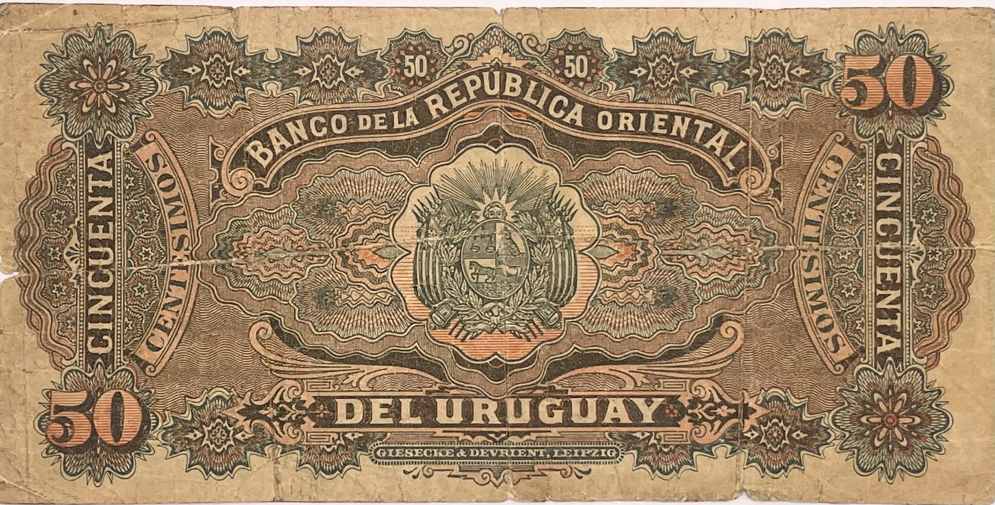 Uruguay - 1896 - 50 Centésimos - Banco de la República Oriental - 2.11.8