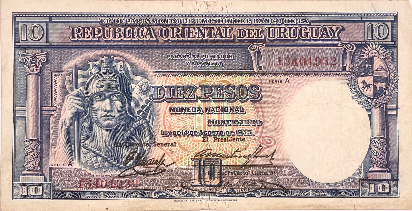 Uruguay - 1935 - 10 Pesos - Banco de la República Oriental del Uruguay