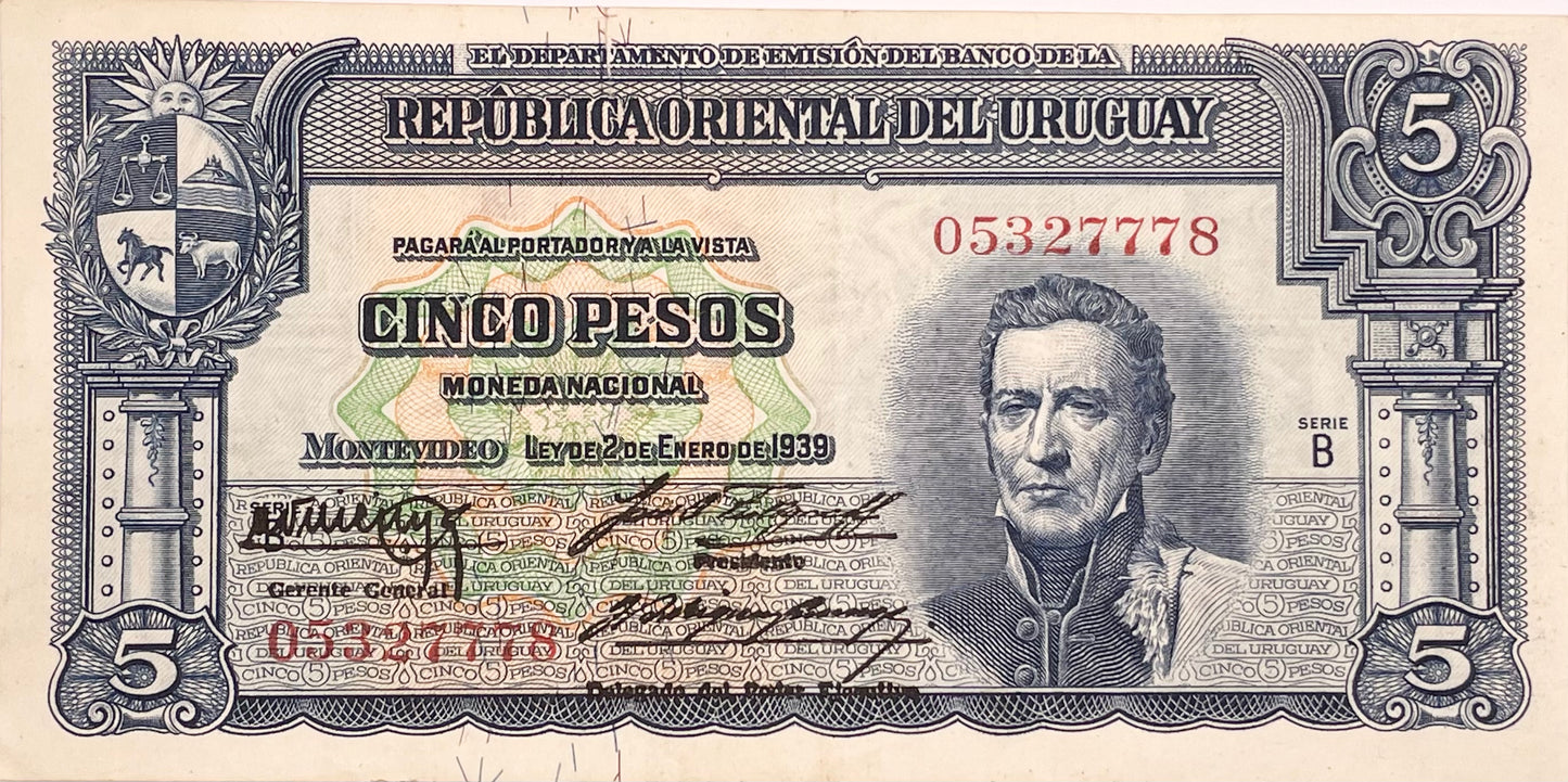 Uruguay - 1939 - 5 Pesos - Banco de la República Oriental del Uruguay - 10.IV.22
