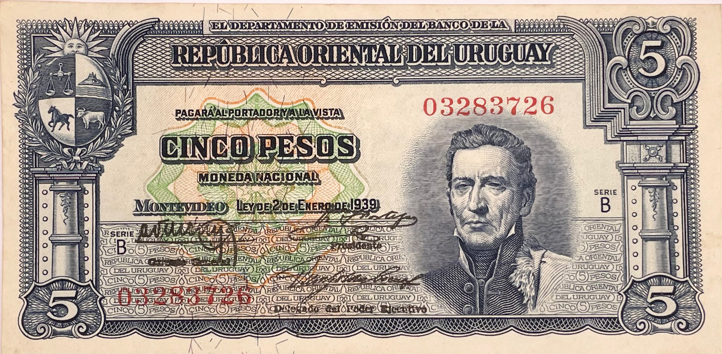Uruguay - 1939 - 5 Pesos - Banco de la República Oriental del Uruguay - 10.IV.18 - Sin Circular