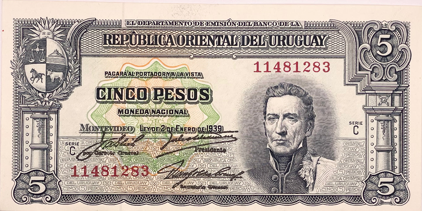 Uruguay - 1939 - 5 Pesos - Banco de la República Oriental del Uruguay - 10.IV.28 - Sin Circular