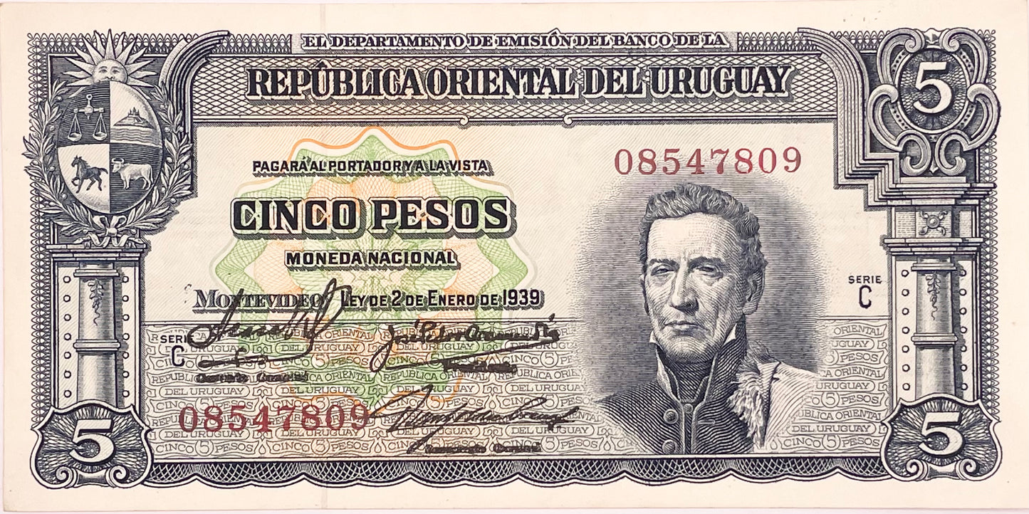 Uruguay - 1939 - 5 Pesos - Banco de la República Oriental del Uruguay - 10.IV.27 - Sin Circular