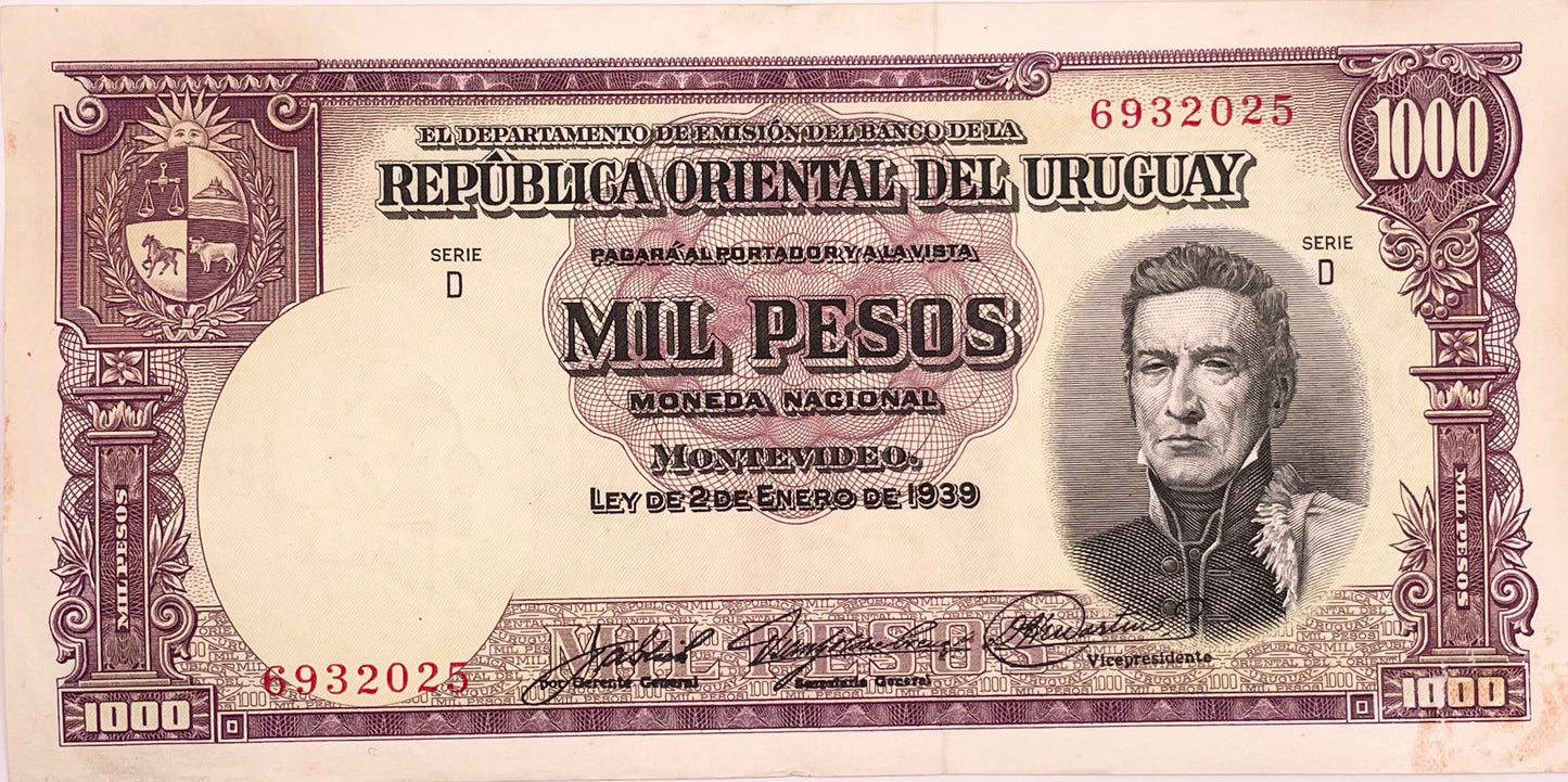 Uruguay - 1939 - 1000 Pesos - Banco de la República Oriental del Uruguay - 10.IX.15