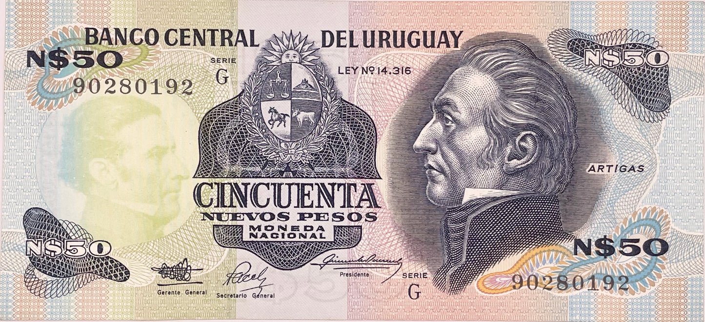 Uruguay - 1975 - N$ 50 - Banco Central del Uruguay - Tanda Reposición