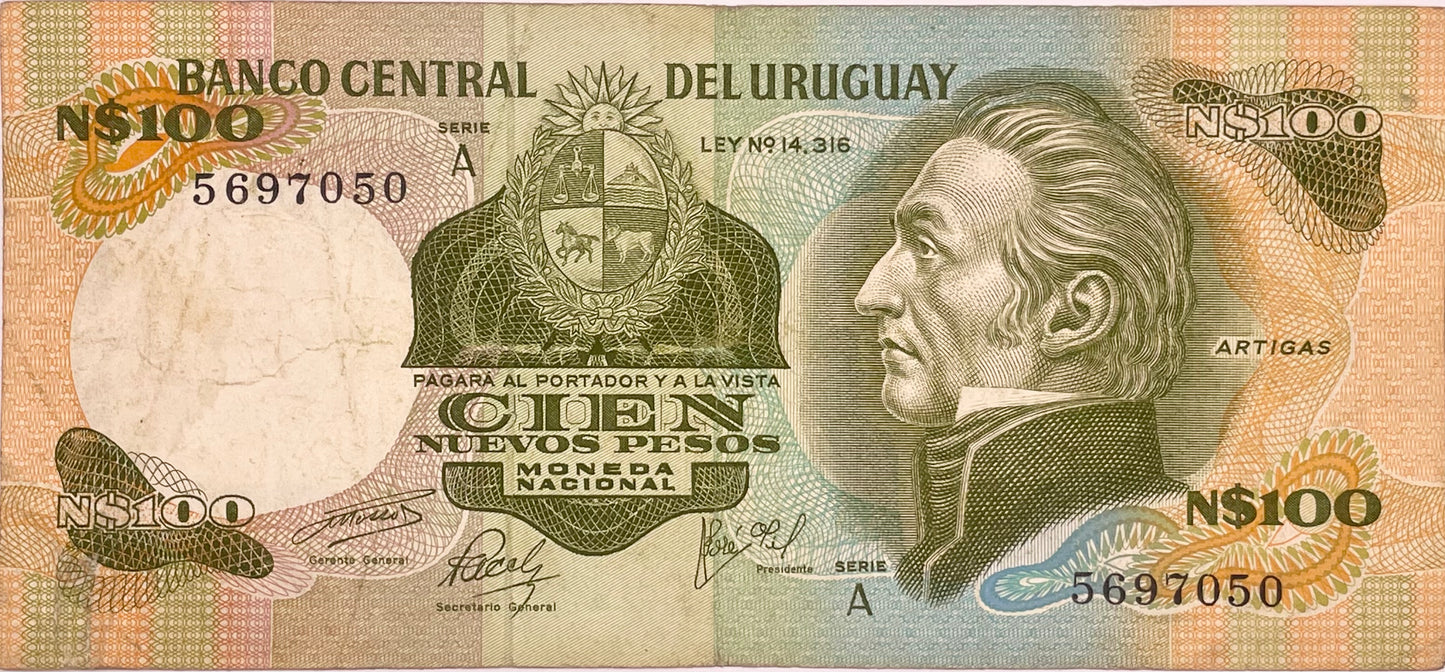 Uruguay - 1975 - N$ 100 - Banco Central del Uruguay - 22 A