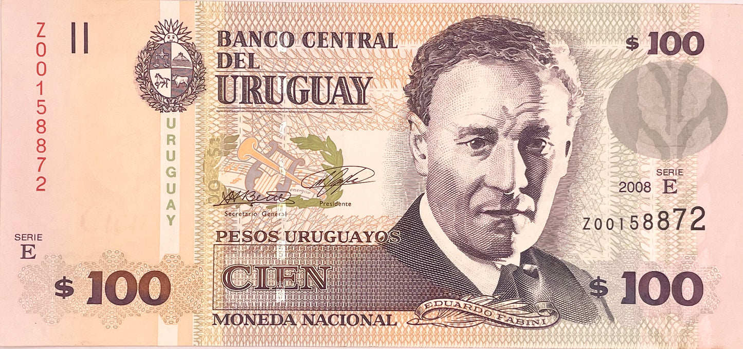 Uruguay - 2008 - 100 Pesos - Banco Central del Uruguay - 40 ER - Sin Circular