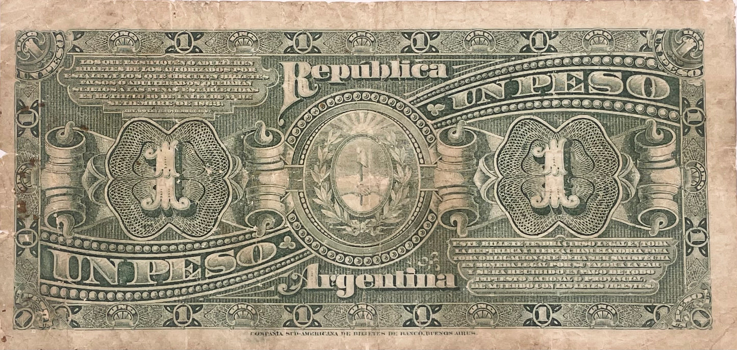 Argentina - 1895 - 1 Peso - Remarcado Ley 20 de Septiembre de 1897