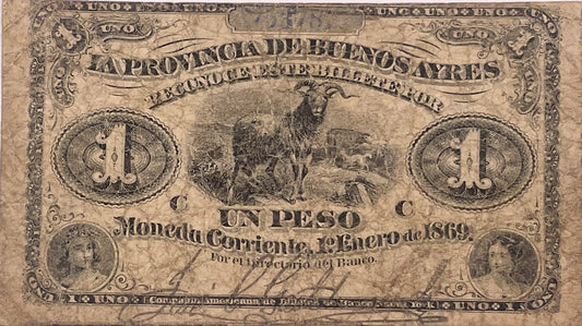 Argentina - 1869 - Provincia de Buenos Aires - 1 Peso