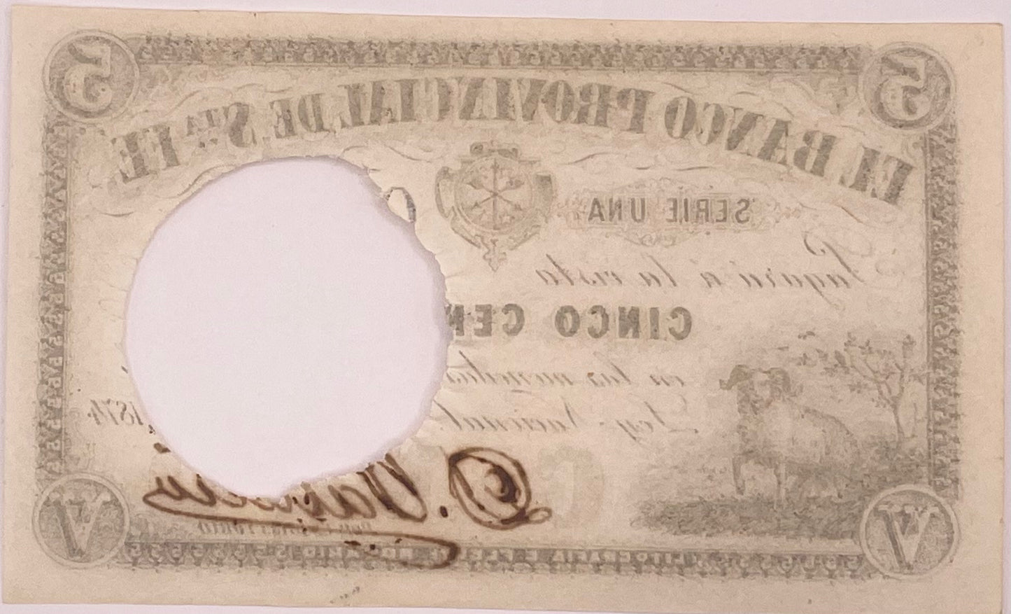 Argentina - 1874 - 5 Centésimos - Banco Provincial de Santa Fé